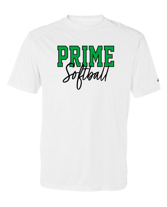 PRIME OUTLINE White Short Sleeve Sport Performance Tee [ADULT]