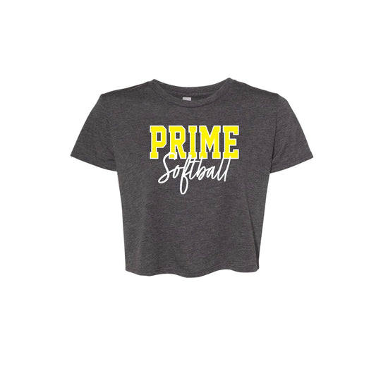 PRIME OUTLINE Heather Grey Flowy Crop Tee [ADULT]