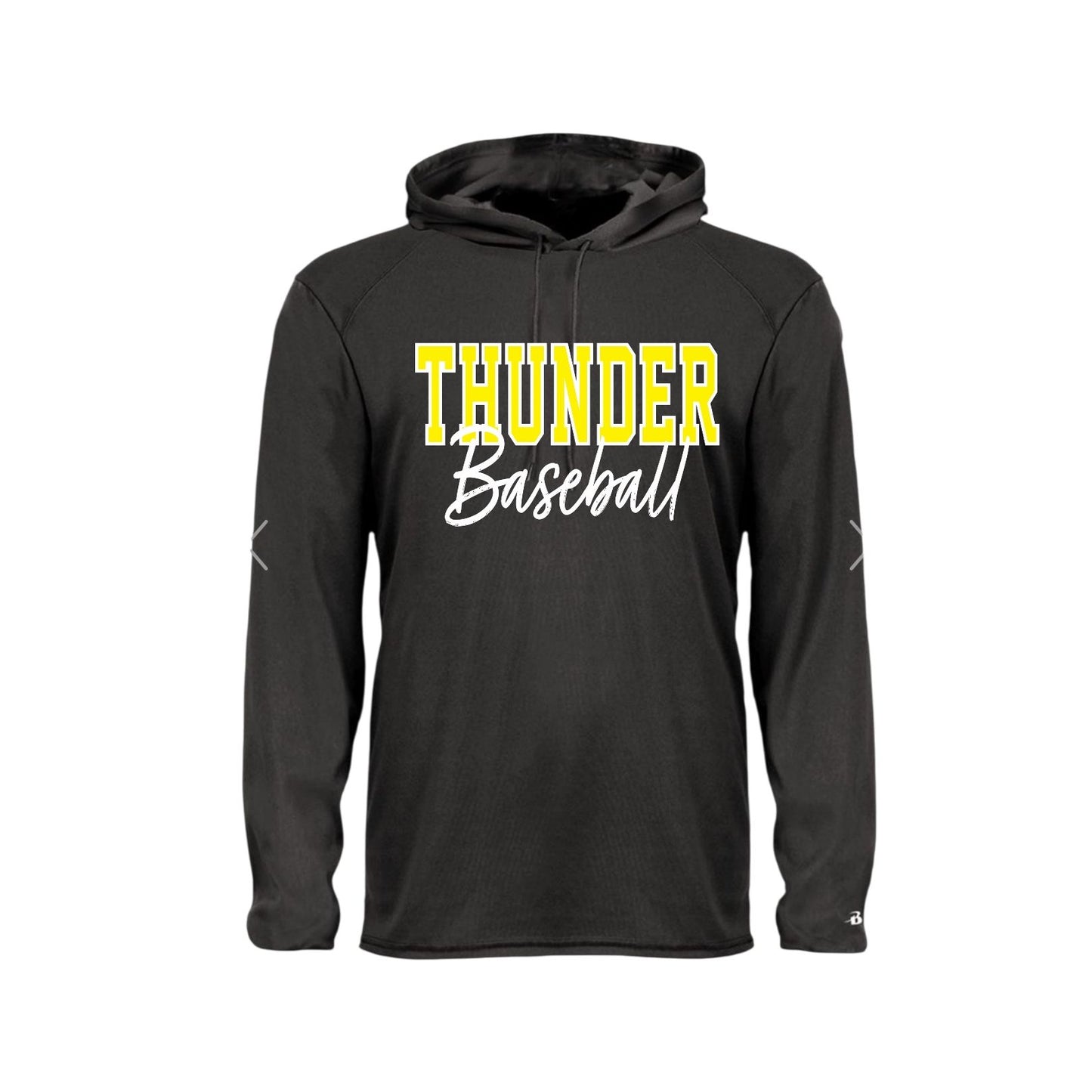 THUNDER YELLOW OUTLINE Black Long Sleeve with Hood [ADULT]