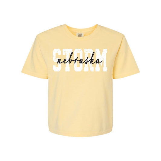 STORM LAYERED Soft Yellow Boxy Crop Tee [ADULT]