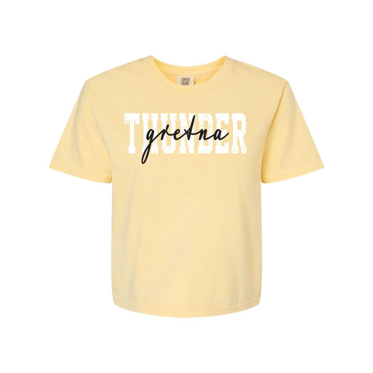 THUNDER LAYERED Soft Yellow Boxy Crop Tee [ADULT]