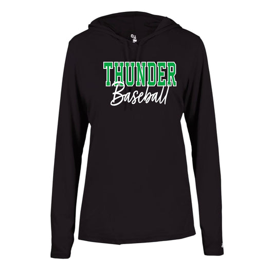 THUNDER OUTLINE Women's Black Long Sleeve with Hood [ADULT]