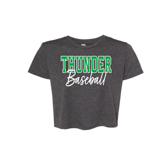 THUNDER OUTLINE Heather Grey Flowy Crop Tee [ADULT]