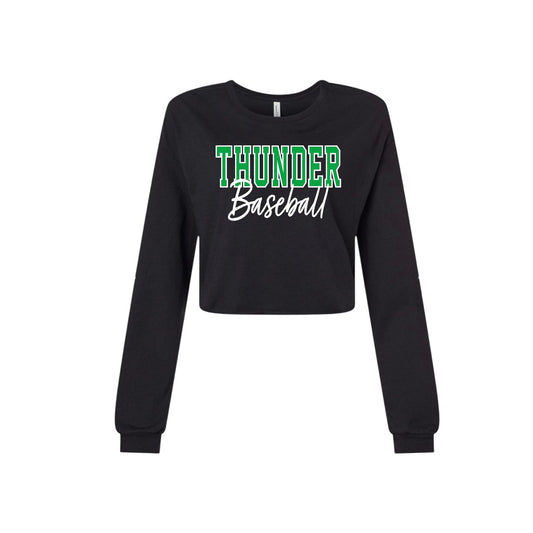 THUNDER OUTLINE Black Crop Long Sleeve [ADULT]
