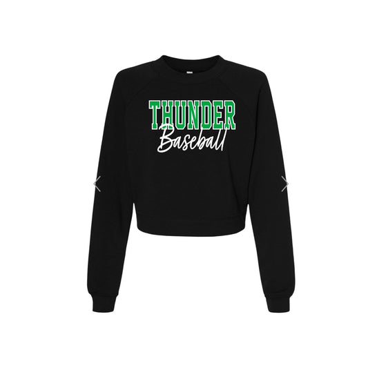THUNDER OUTLINE Vintage Black Crop Crewneck [ADULT]