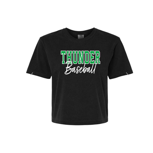 THUNDER OUTLINE Black Boxy Crop Tee [ADULT]