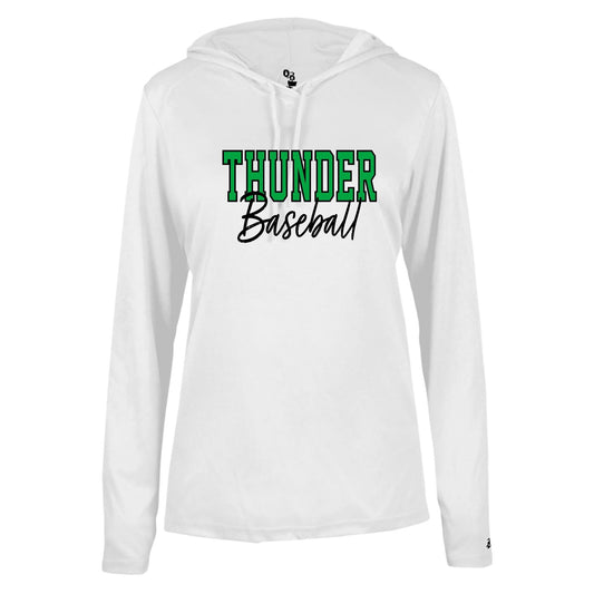 THUNDER OUTLINE Women's White Long Sleeve with Hood [ADULT]