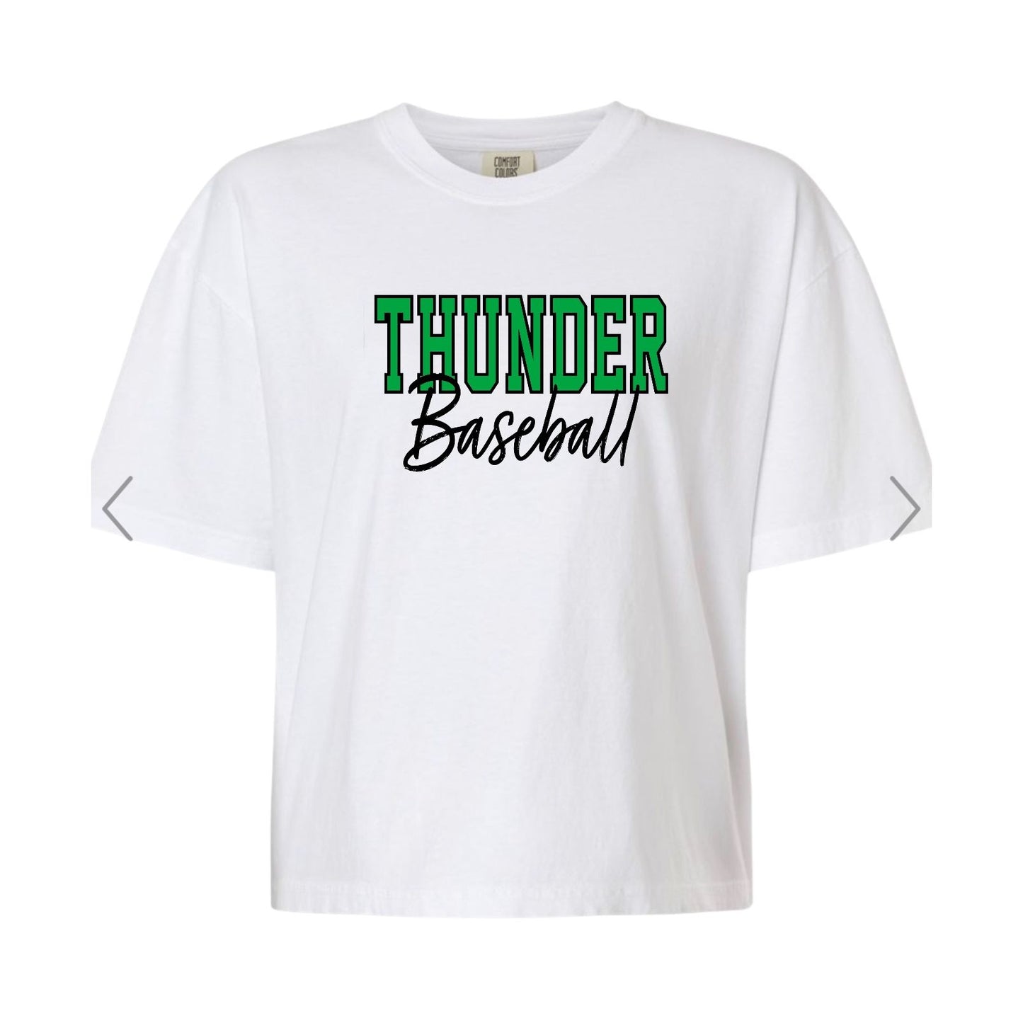 THUNDER OUTLINE White Boxy Crop Tee [ADULT]