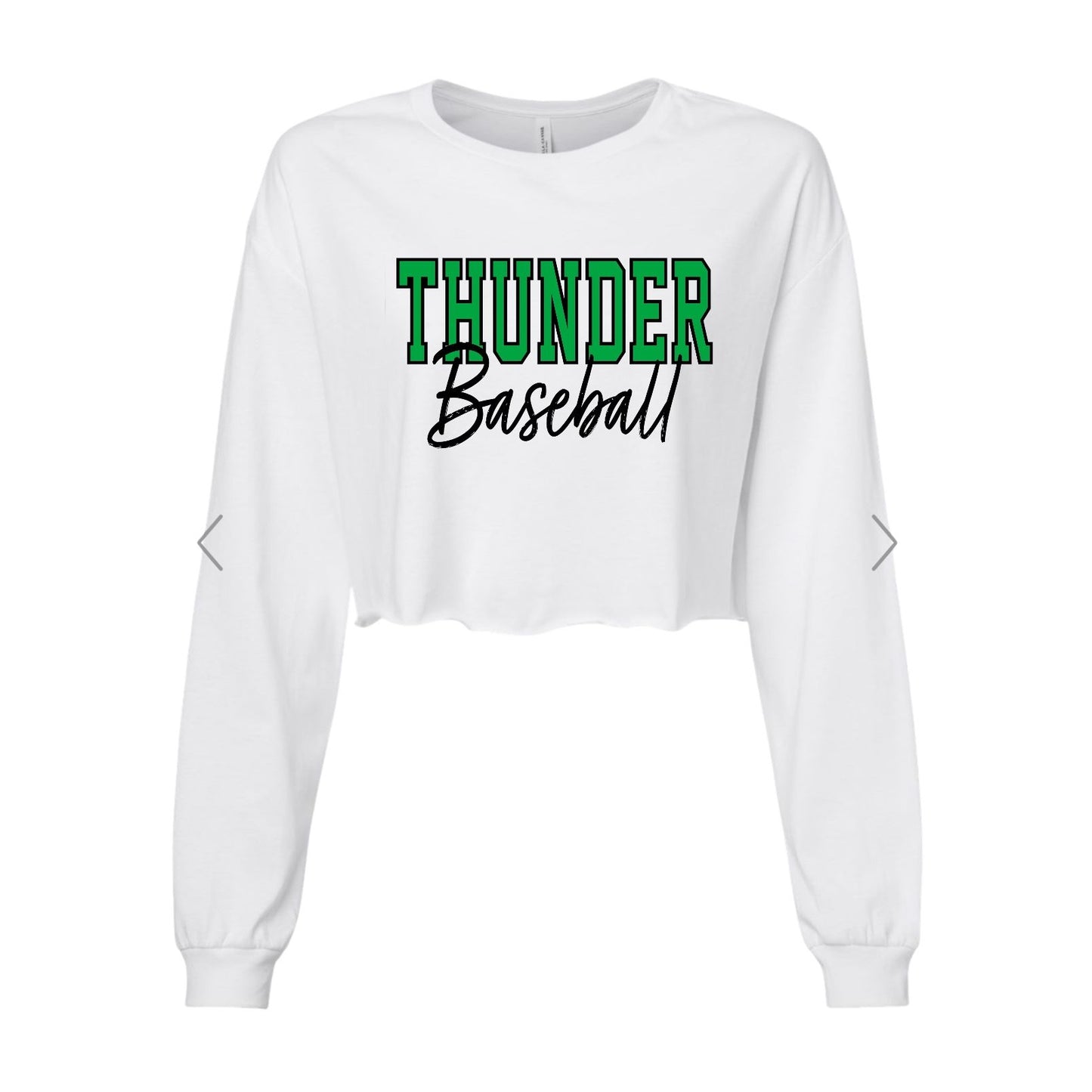 THUNDER OUTLINE White Crop Long Sleeve [ADULT]