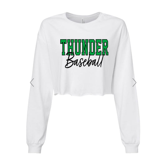 THUNDER OUTLINE White Crop Long Sleeve [ADULT]