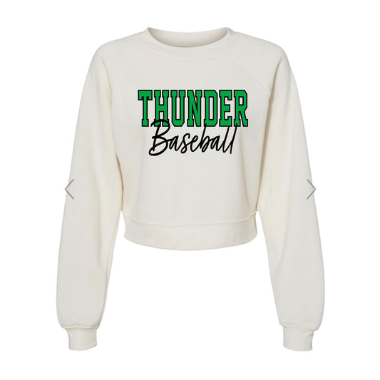 THUNDER OUTLINE Vintage White Crop Crewneck [ADULT]