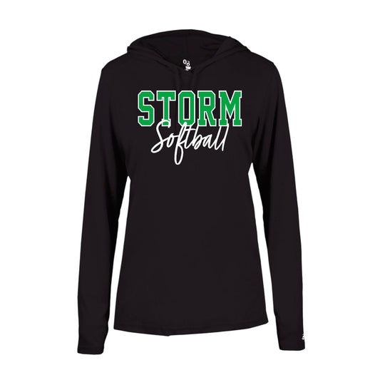 STORM OUTLINE Women's Black Long Sleeve with Hood [ADULT]