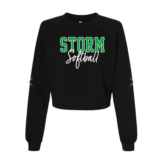 STORM OUTLINE Vintage Black Crop Crewneck [ADULT]