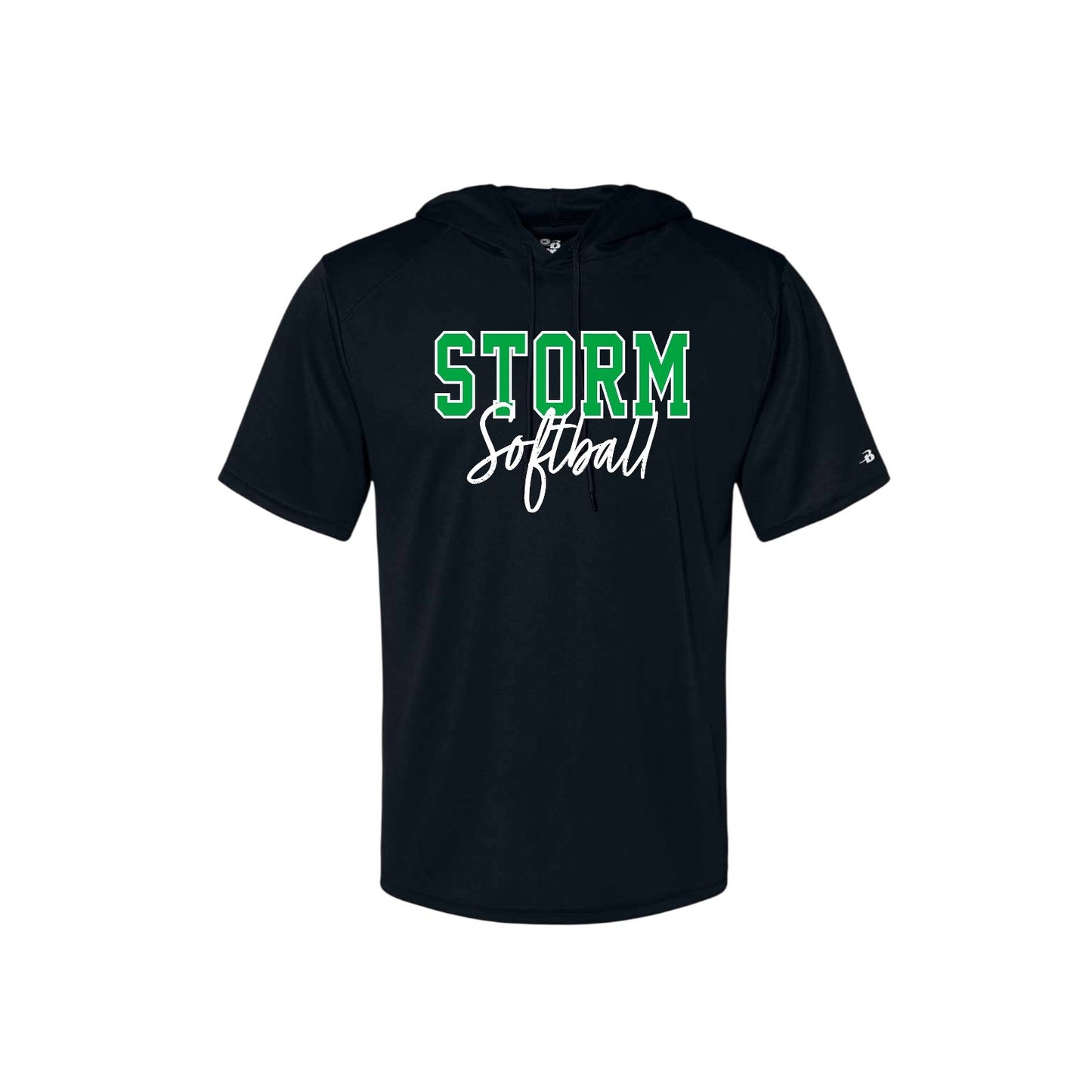 STORM OUTLINE Black Short Sleeve Sport Performance Hoodie [ADULT]