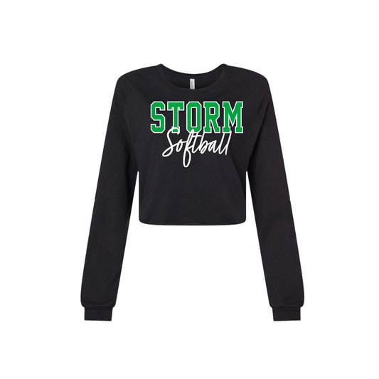 STORM OUTLINE Black Crop Long Sleeve [ADULT]
