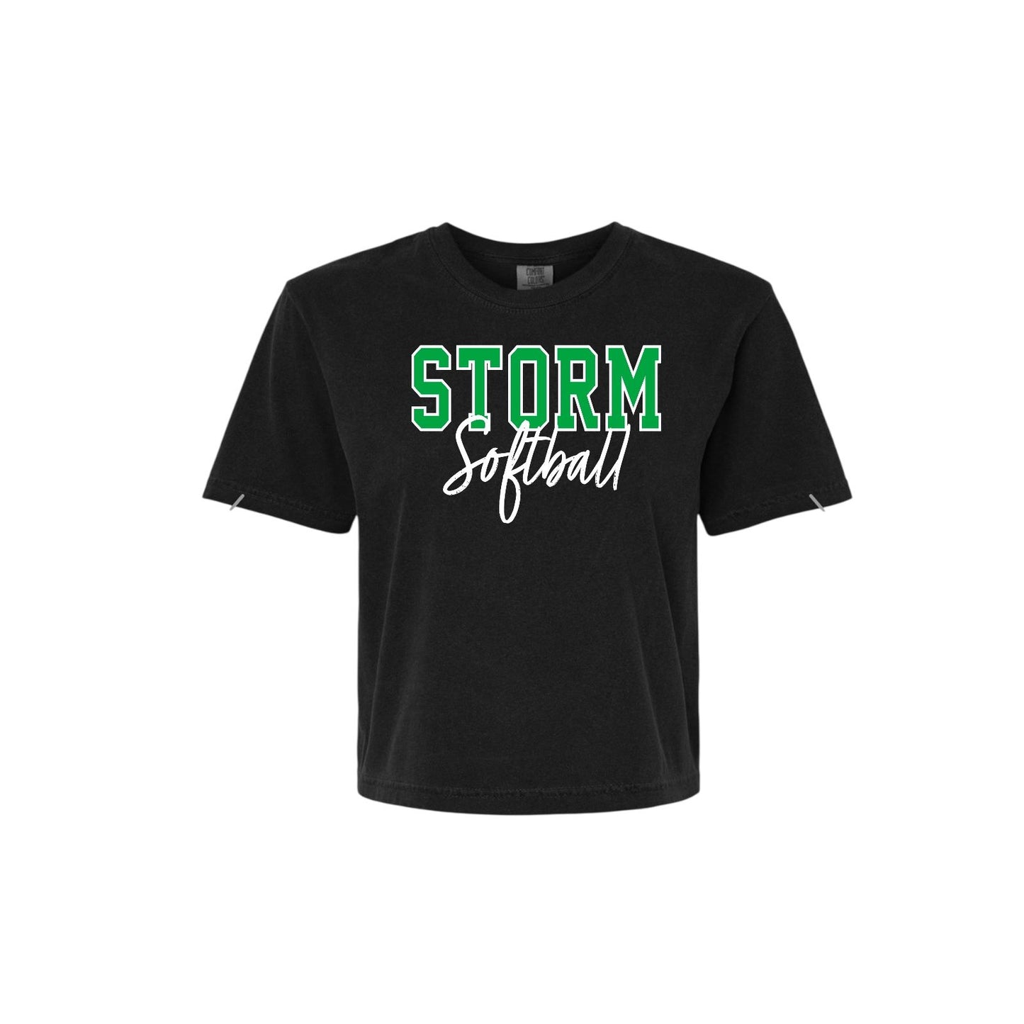 STORM OUTLINE Black Boxy Crop Tee [ADULT]