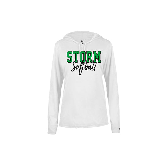 STORM OUTLINE Women's White Long Sleeve with Hood [ADULT]
