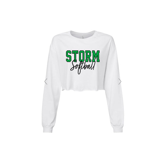 STORM OUTLINE White Crop Long Sleeve [ADULT]
