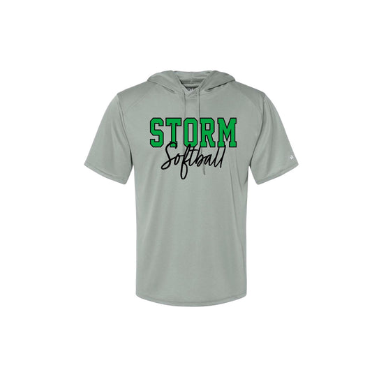 STORM OUTLINE Grey Short Sleeve Sport Performance Hoodie [ADULT]