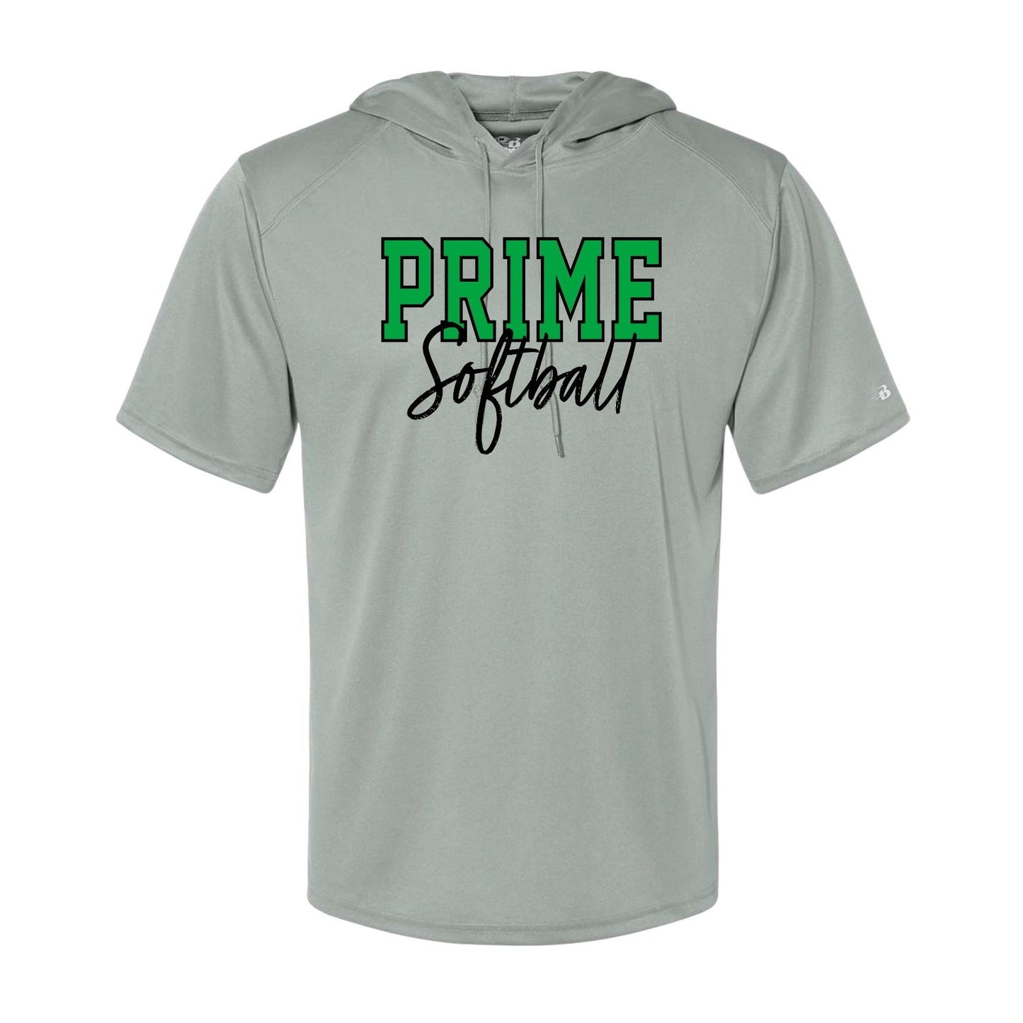 PRIME OUTLINE Grey Short Sleeve Sport Performance Hoodie [ADULT]