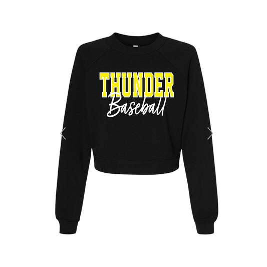THUNDER YELLOW OUTLINE Vintage Black Crop Crewneck [ADULT]