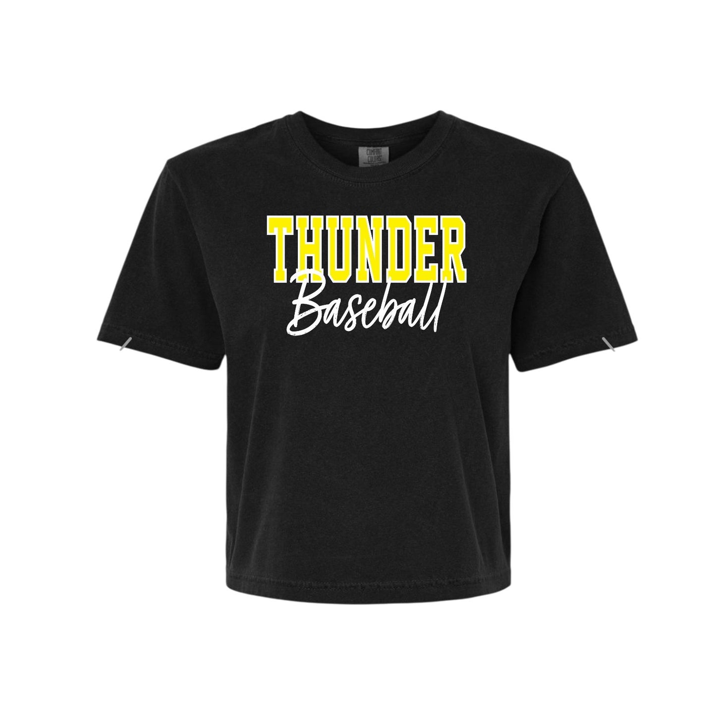 THUNDER YELLOW Black Boxy Crop Tee [ADULT]