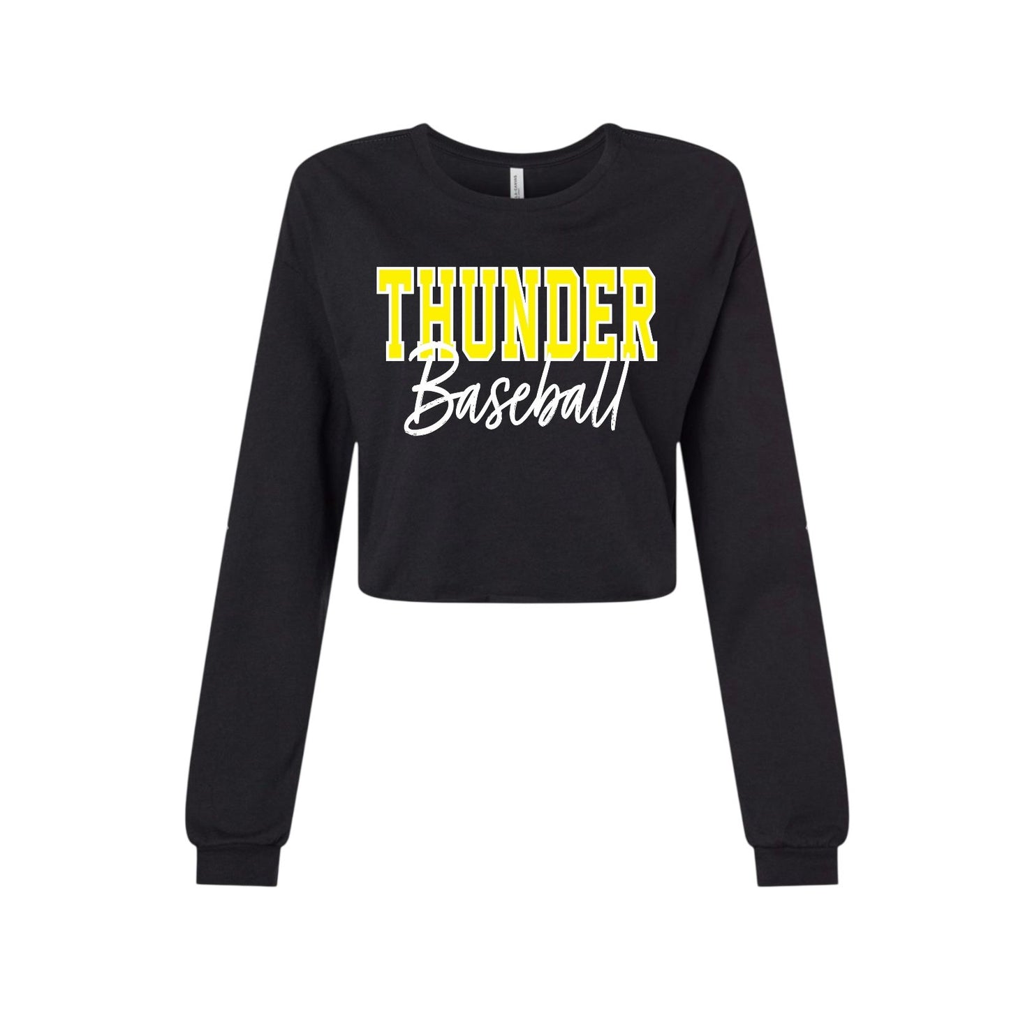 THUNDER YELLOW OUTLINE Black Crop Long Sleeve [ADULT]