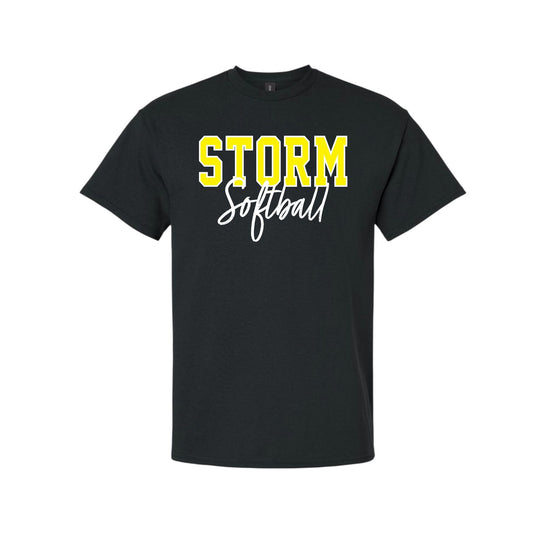 STORM YELLOW OUTLINE Black Cotton Tee [YOUTH]
