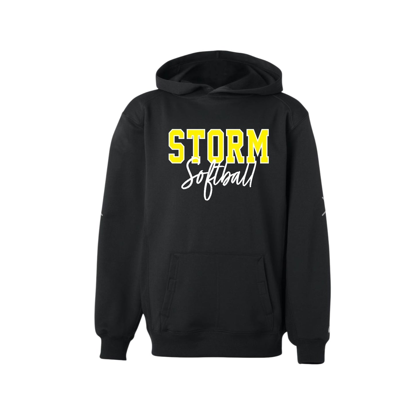 STORM YELLOW OUTLINE Black Sport Performance Hoodie [ADULT]
