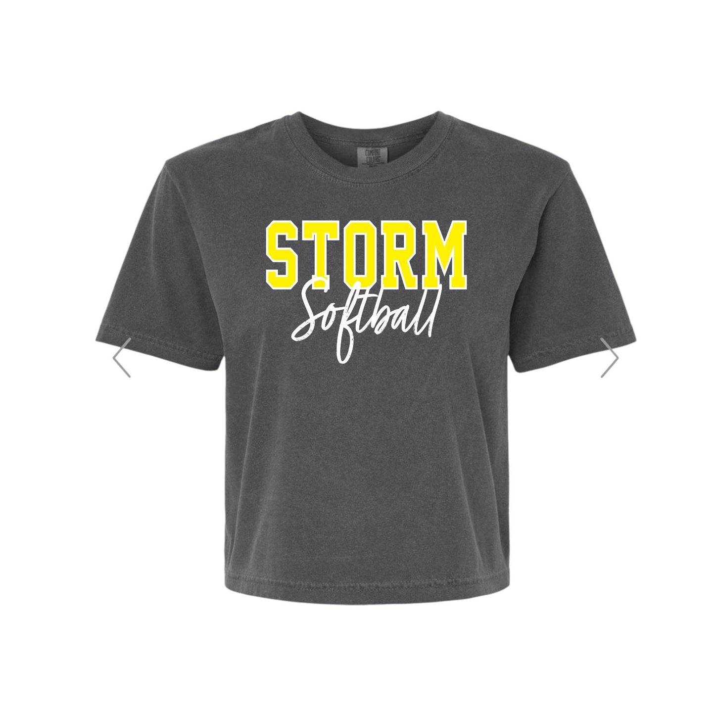 STORM YELLOW OUTLINE Charcoal Boxy Crop Tee [ADULT]