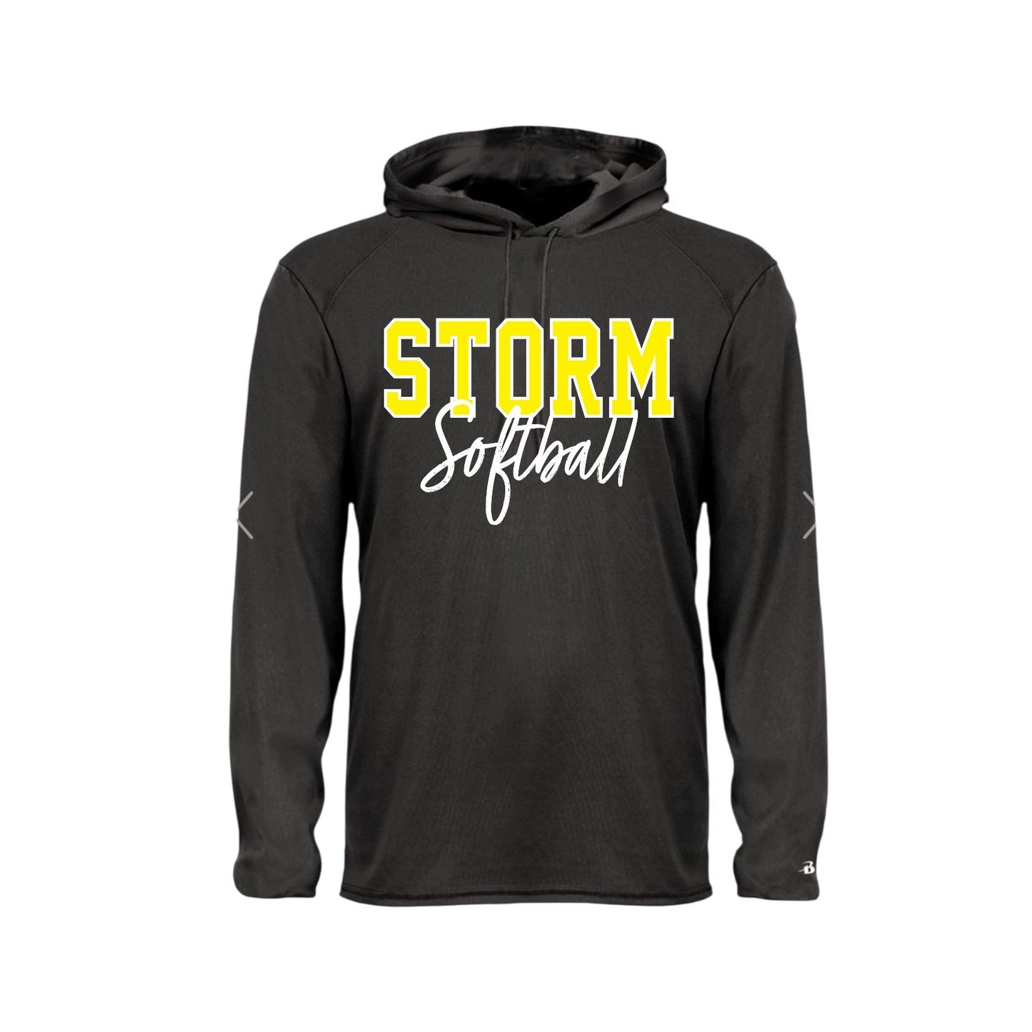 STORM YELLOW OUTLINE Black Long Sleeve with Hood [ADULT]