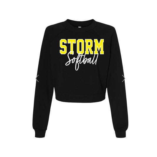 STORM YELLOW OUTLINE Vintage Black Crop Crewneck [ADULT]