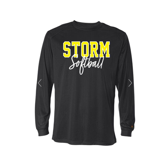 STORM YELLOW OUTLINE Black Sport Long Sleeve [ADULT]